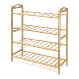 Estante Zapatero Rack Organizador De 4 Niveles Bambú 67x27x5