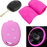 Cubre Volante + Funda Llave Silicona Ford Fiesta - Rosa