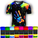 Juego Pintura Tela Ropa Uv Neon 8 Set Proyectos Fluorescente