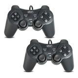 Kit2 Joystick Controle Ps2 De Video Game Dualshock Kp-gm014 Cor Preto