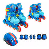 Patins Infantil Inline Triline Multi Uso Azul Tam. 34-37