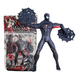 Muñeco Articulado Spiderman Negro 17cm Con Telaraña Y Luz