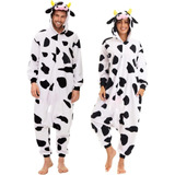 Ropa Pareja , Pijama Una Pieza Vaca Franela Otoño E Invierno