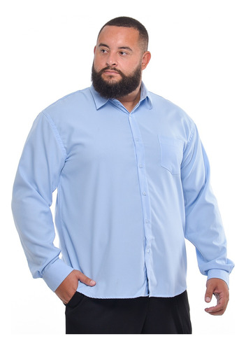 Camisa Social Masculina Plus Size Longa Extra Grande Preta