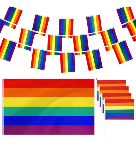 Bandera Lgbt Pride Arcoiris Y Bandera Lgbt Decorativos Kit