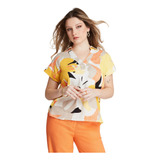 Blusa Manga Corta Botones - Naranja