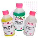 Kit Productos Para Uñas Diluyente Removedor Clarificador Lfm