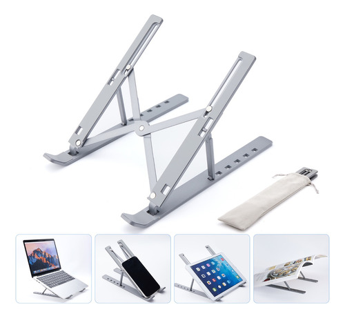 Base Soporte Laptop Aluminio,plegable,portátil Y Ajustable