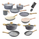 Set 15pz Jarr Panq Wok Bife Sarten Olla Hudson Granito Crema