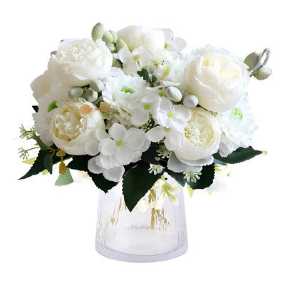 5 Piezas Ramo Peonía Flores Artificial Decoración Boda Hogar Color Blanco | MercadoLibre
