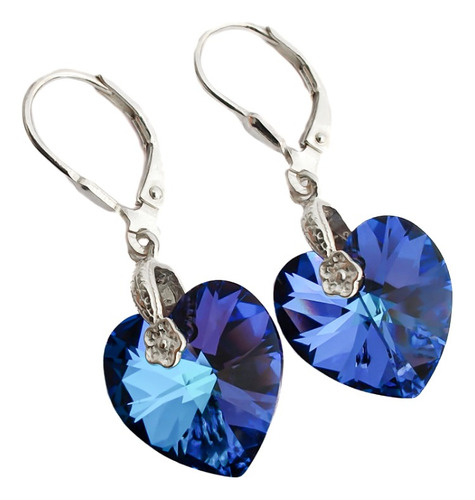 Aros Cristal Corazón 14mm Plata 925