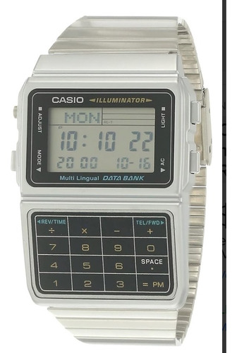 Casio Mens Plateado 25 Memoria Calculadora Databank Reloj
