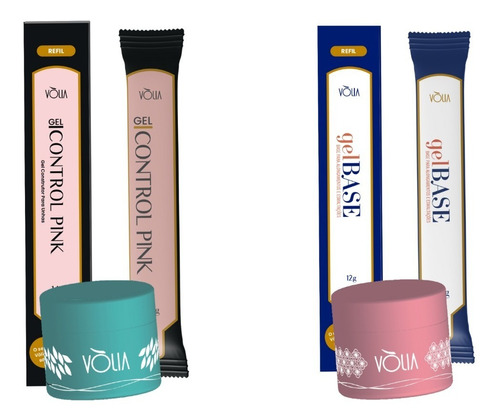 Kit Volia Gel Sachê Refil Control Pink + Capa Base 