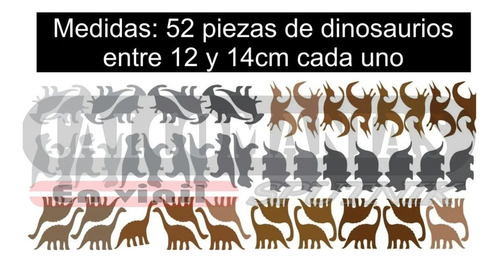Vinil Decorativo 50pzs Dinosaurios Infantil Niños 12x7.1cm