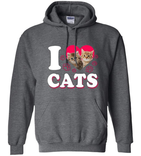 Sudadera Hoodie Amo A Los Gatos I Love Cats Unisex  Sweater