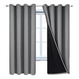 2 Cortinas Termo Acústica Blackout Opacas 100% Gris Oscuro