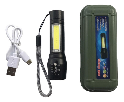 Linterna Mini Táctica Led Militar Recargable Usb Luz Blanco