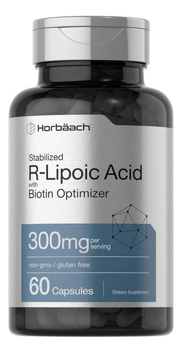 Acido R-lipoico +biotina 300mg Alta Potencia Pureza X60caps