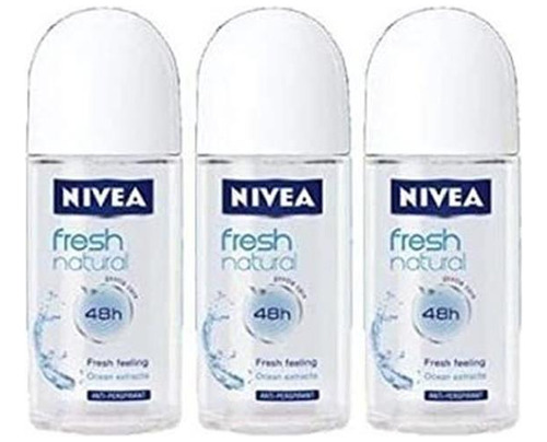 Nivea Fresh Natural 48 Hours Deodorant Roll On 50 Ml. 3 Pack