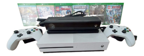 X Box One S 500gb Console Com 2 Controles E Kinect + 5 Jogos
