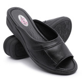 Tamanco Anabela Slide Feminino Linha Confort Senhoras Preto