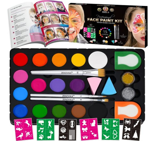 Zenovika Kit De Pintura Facial Para Niños - 60 Plantillas G