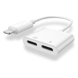 Adaptador Duplo De Fone E Carregador Para iPhone E iPad Cor Branco