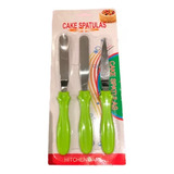 Juego Set X 3 Pzs Espatula Untar Repostera Acero Inoxidable