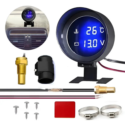 Medidor De Temperatura Digital Voltimetro De Auto Con Sensor | MercadoLibre