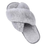 Comwarm Pantuflas Peludas Con Banda Cruzada Para Mujer, Pant