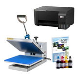 Plancha Estampadora 40 X 60 Cm Plana + Impresora Con Sistema De Sublimación + Tintas Y Papel Para Sublimar Aqx