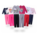 Kit De 12 Roupas Infantil Menina 6 Blusas Longa + 6 Calças