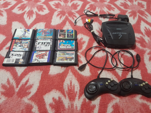 Sega Genesis + 2 Joysticks + 9 Juegos