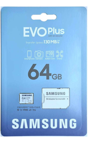 Tarjeta Memoria Micro Sd Adap Samsung Evo Plus 64gb 130mb/s 