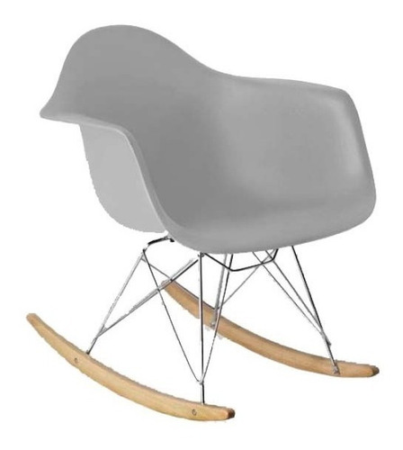 Silla  Mecedora Eames  Base Cromada Y Madera 