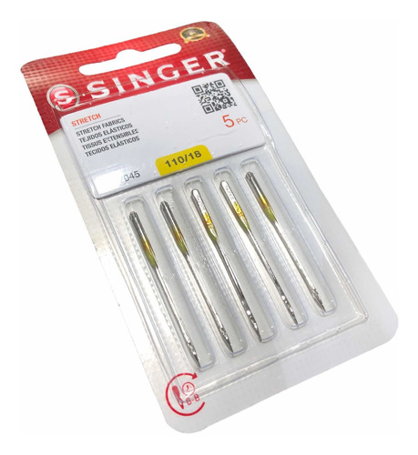 Set 5x Agujas Coser Máquina Casera Singer Stretch Tam 100/18