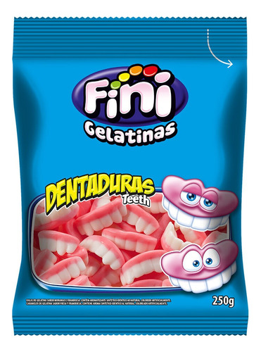 Bala Fini Dentaduras 250g Gelatinas Goma Morango Framboesa