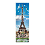 Reloj Triptico Vertical Torre Eiffel 30 Cm X 90 Cm