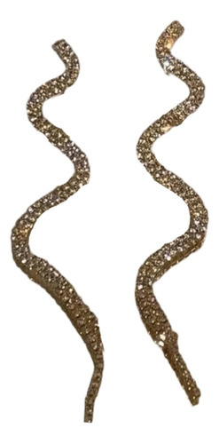 Aretes Largos Forma De Serpiente Elegantes Brillantes
