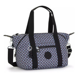 Bolsa Dual: Para Hombro Y Crossbody Kipling Art Mini Diseño Print De Nylon  Blackish Tile Asas Color Negro