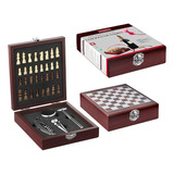 Kit De Acessorios Para Vinho + Mini Jogo De Xadrez Luxo