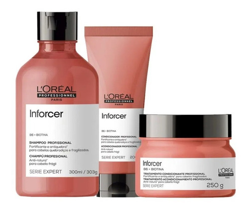 Loreal Inforcer B6+ Biotina Sh300ml+ Cond200ml+ Máscara250g