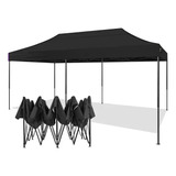 Toldo  Impermeable  Lona Con Paredes Laterales 3x6 Negro Uv