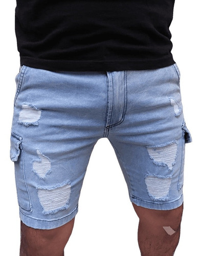 Bermuda Cargo Chino Hombre Corto Liso Shorts Jeans Roturas 