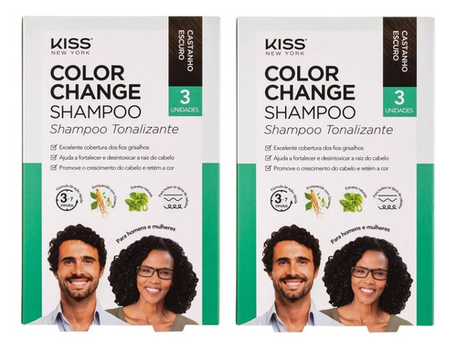 2 Cxs Shampoo Tonalizante Castanho Escuro Kiss Color Change