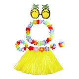 Falda Hawaiana De Hierba Con Corona De Flores Para Niños,