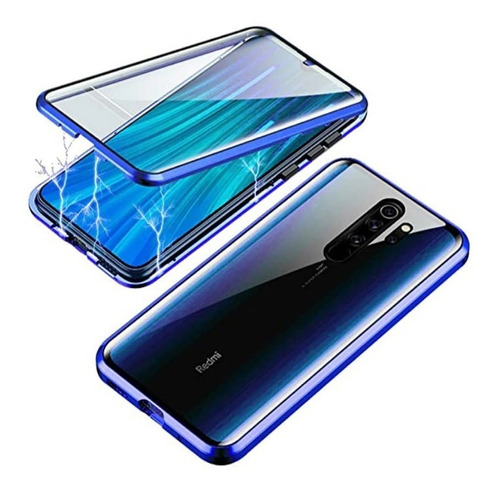 Capa Magnetica 360 Para iPhone 13 Pro Max Metal Vidro Azul