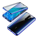Capa Magnetica 360 Para iPhone 13 Pro Max Metal Vidro Azul