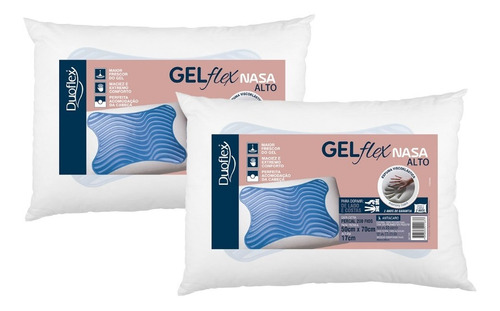 Kit 2 Travesseiros Gelflex Nasa Alto 50x70x17 Duoflex