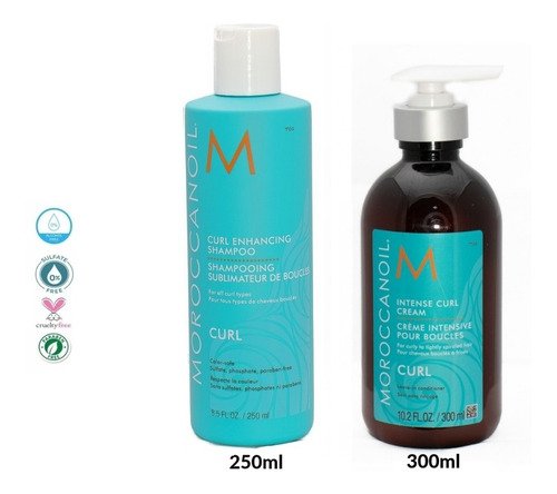 Kit Shampoo Capilar Rizos Y Crema Peinar Rulos Moroccanoil 